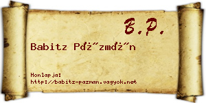 Babitz Pázmán névjegykártya